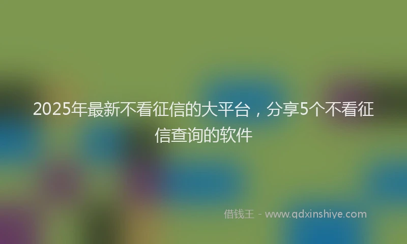 2025年最新不看征信的大平台，分享5个不看征信查询的软件