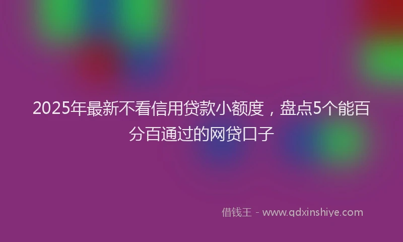 2025年最新不看信用贷款小额度，盘点5个能百分百通过的网贷口子