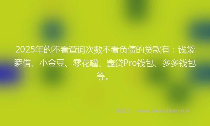 2025年的不看查询次数不看负债的贷款有：钱袋瞬借、小金豆、零花罐、鑫贷Pro钱包、多多钱包等。