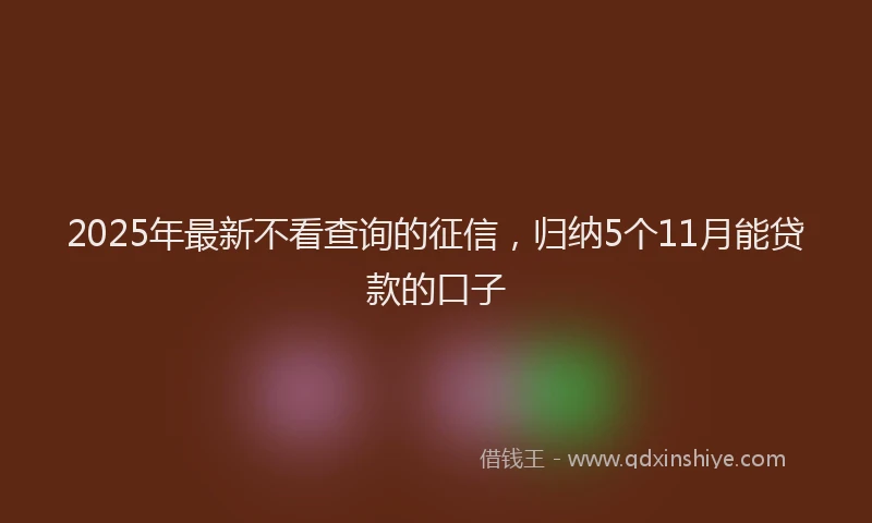 2025年最新不看查询的征信，归纳5个11月能贷款的口子