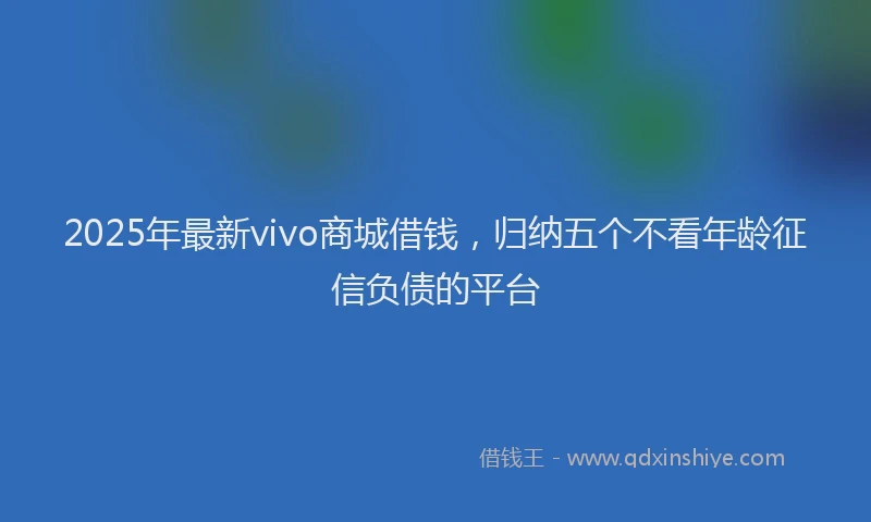 2025年最新vivo商城借钱，归纳五个不看年龄征信负债的平台