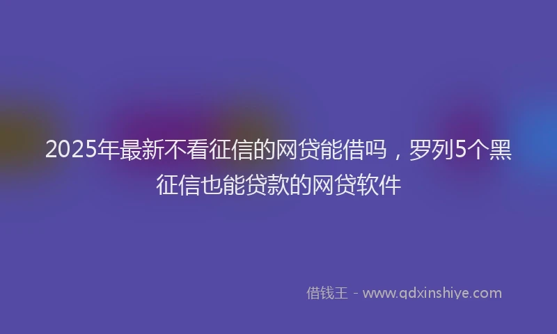 2025年最新不看征信的网贷能借吗，罗列5个黑征信也能贷款的网贷软件