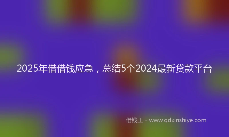 2025年借借钱应急，总结5个2024最新贷款平台