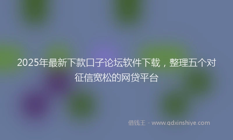 2025年最新下款口子论坛软件下载，整理五个对征信宽松的网贷平台