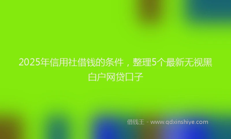 2025年信用社借钱的条件，整理5个最新无视黑白户网贷口子