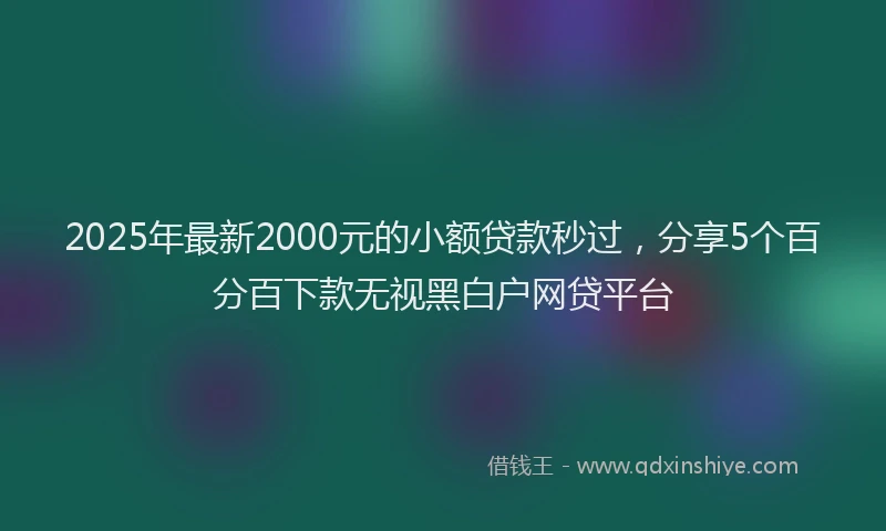 2025年最新2000元的小额贷款秒过，分享5个百分百下款无视黑白户网贷平台