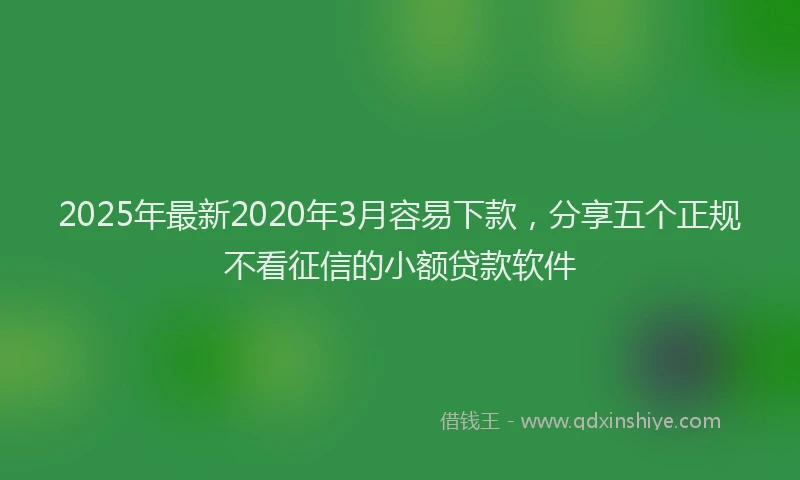 2025年最新2020年3月容易下款，分享五个正规不看征信的小额贷款软件