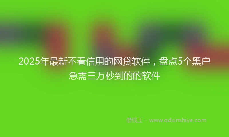 2025年最新不看信用的网贷软件，盘点5个黑户急需三万秒到的的软件
