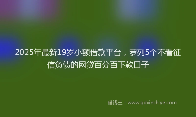 2025年最新19岁小额借款平台，罗列5个不看征信负债的网贷百分百下款口子