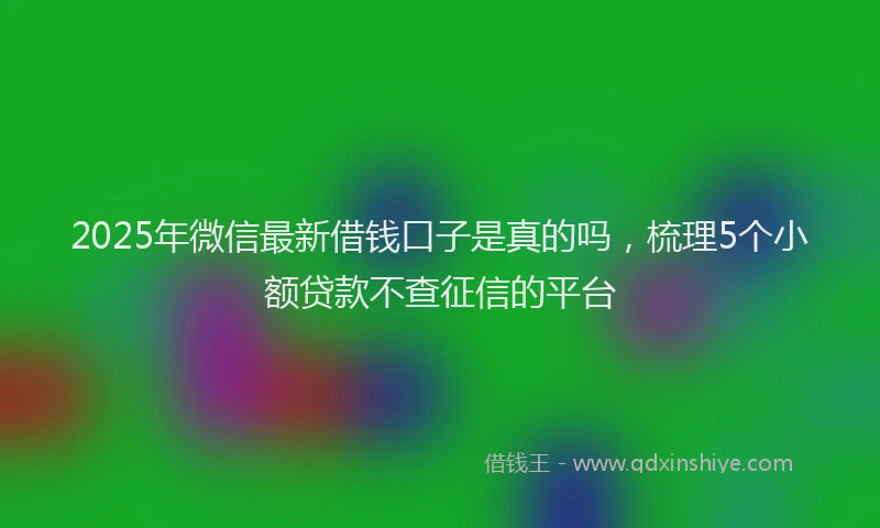 2025年微信最新借钱口子是真的吗，梳理5个小额贷款不查征信的平台