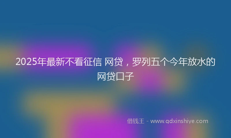 2025年最新不看征信 网贷，罗列五个今年放水的网贷口子