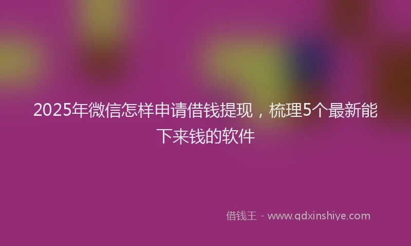 2025年微信怎样申请借钱提现，梳理5个最新能下来钱的软件