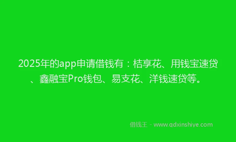 2025年的app申请借钱有：桔享花、用钱宝速贷、鑫融宝Pro钱包、易支花、洋钱速贷等。