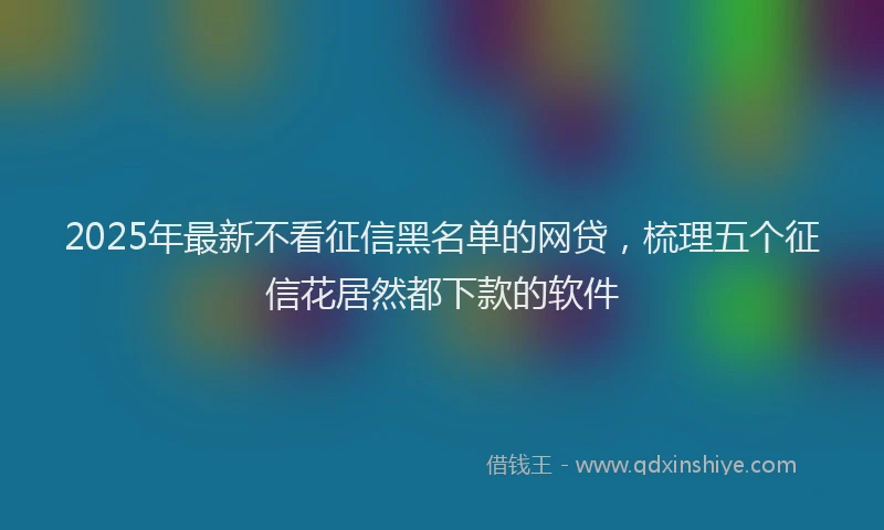2025年最新不看征信黑名单的网贷，梳理五个征信花居然都下款的软件