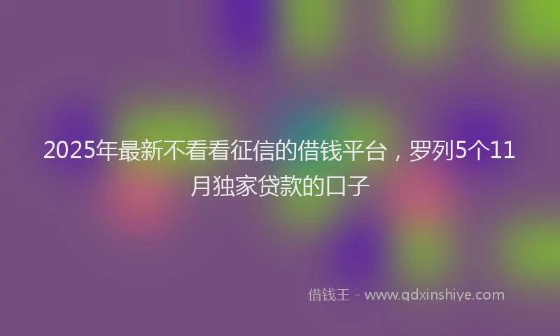 2025年最新不看看征信的借钱平台，罗列5个11月独家贷款的口子