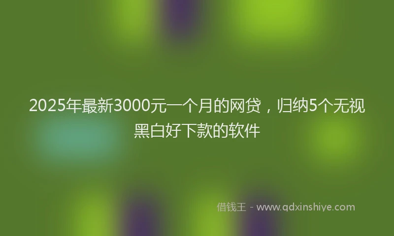 2025年最新3000元一个月的网贷，归纳5个无视黑白好下款的软件