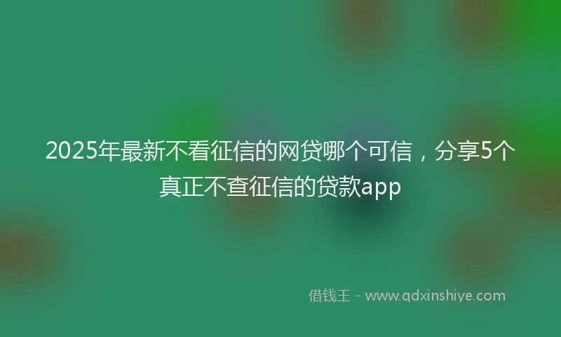 2025年最新不看征信的网贷哪个可信，分享5个真正不查征信的贷款app