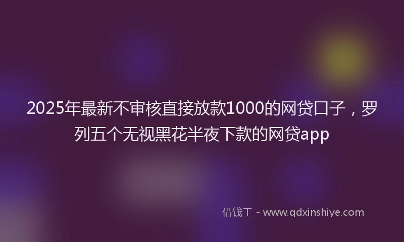 2025年最新不审核直接放款1000的网贷口子，罗列五个无视黑花半夜下款的网贷app