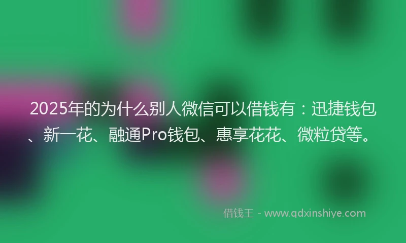 2025年的为什么别人微信可以借钱有：迅捷钱包、新一花、融通Pro钱包、惠享花花、微粒贷等。