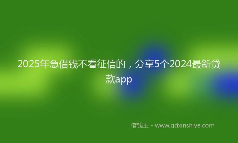 2025年急借钱不看征信的，分享5个2024最新贷款app