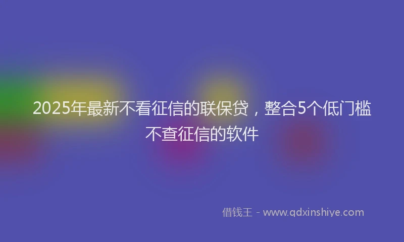 2025年最新不看征信的联保贷，整合5个低门槛不查征信的软件
