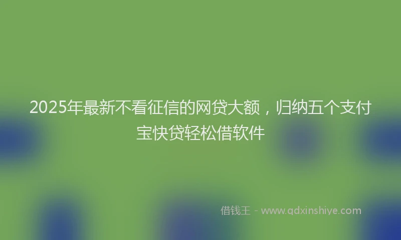 2025年最新不看征信的网贷大额，归纳五个支付宝快贷轻松借软件