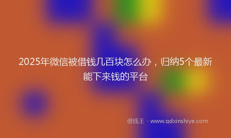 2025年微信被借钱几百块怎么办，归纳5个最新能下来钱的平台