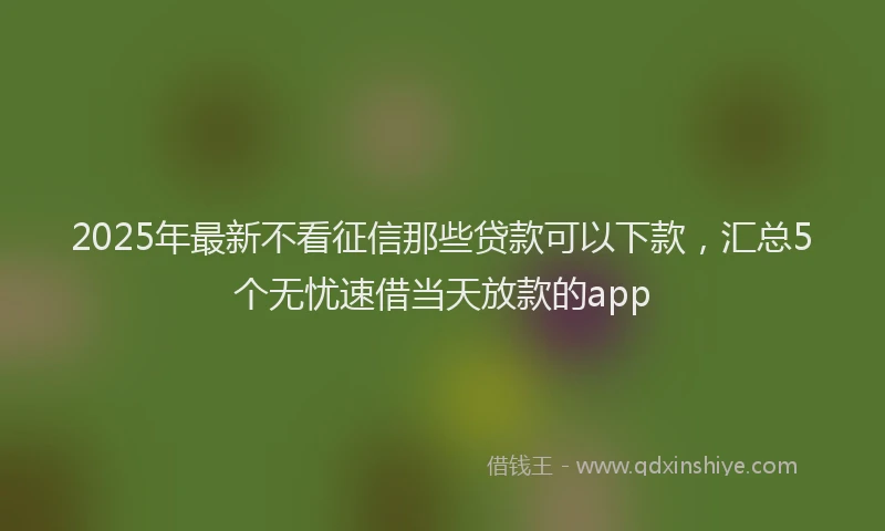 2025年最新不看征信那些贷款可以下款，汇总5个无忧速借当天放款的app
