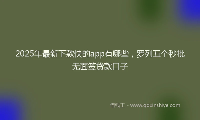 2025年最新下款快的app有哪些，罗列五个秒批无面签贷款口子