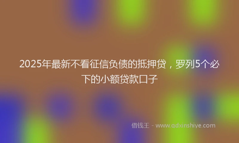 2025年最新不看征信负债的抵押贷，罗列5个必下的小额贷款口子