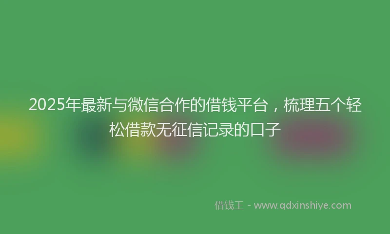 2025年最新与微信合作的借钱平台，梳理五个轻松借款无征信记录的口子