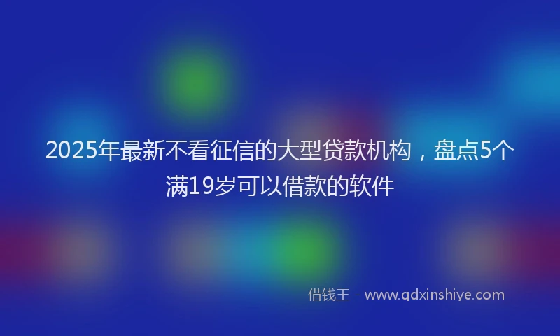 2025年最新不看征信的大型贷款机构，盘点5个满19岁可以借款的软件