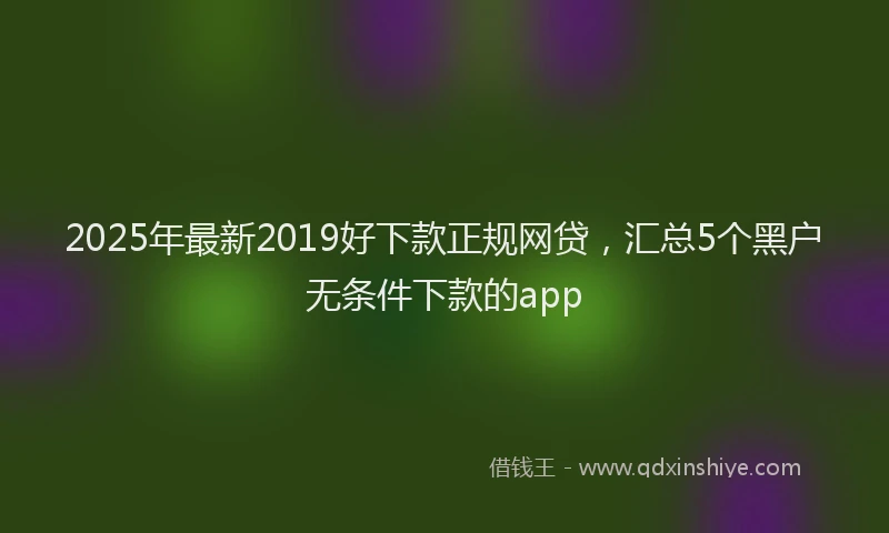 2025年最新2019好下款正规网贷，汇总5个黑户无条件下款的app