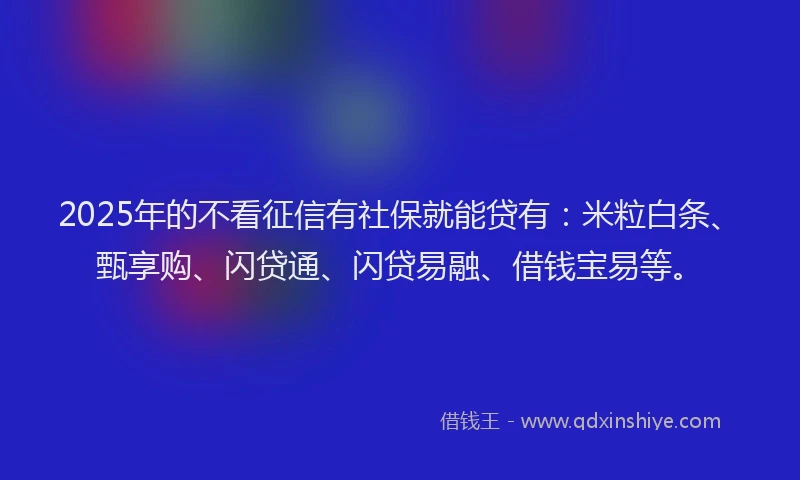 2025年的不看征信有社保就能贷有：米粒白条、甄享购、闪贷通、闪贷易融、借钱宝易等。
