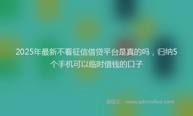 2025年最新不看征信借贷平台是真的吗，归纳5个手机可以临时借钱的口子