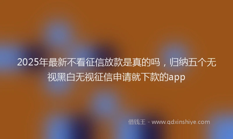 2025年最新不看征信放款是真的吗，归纳五个无视黑白无视征信申请就下款的app