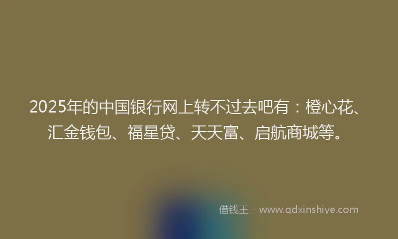 2025年的中国银行网上转不过去吧有：橙心花、汇金钱包、福星贷、天天富、启航商城等。
