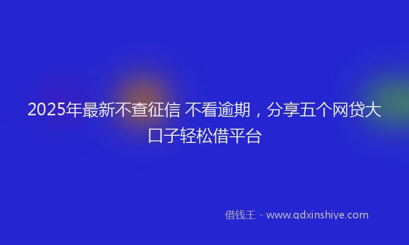 2025年最新不查征信 不看逾期，分享五个网贷大口子轻松借平台