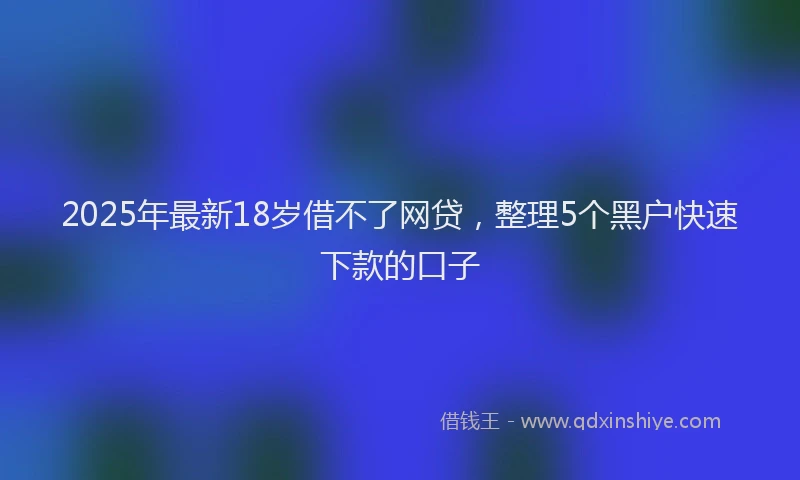 2025年最新18岁借不了网贷，整理5个黑户快速下款的口子