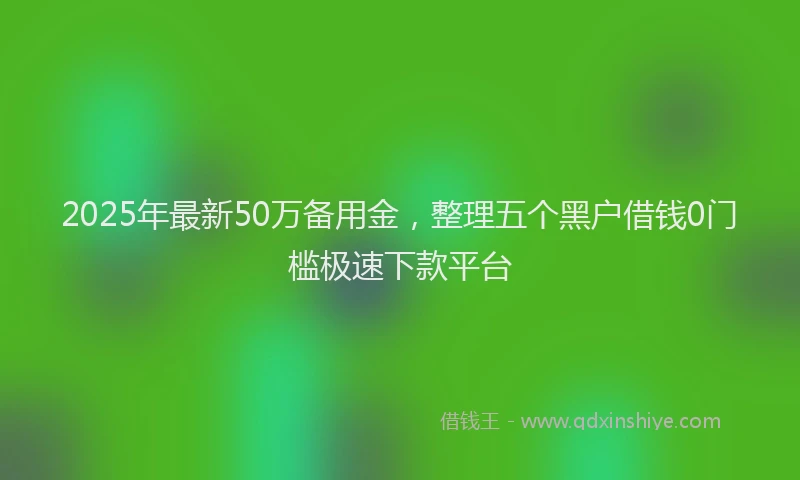 2025年最新50万备用金，整理五个黑户借钱0门槛极速下款平台