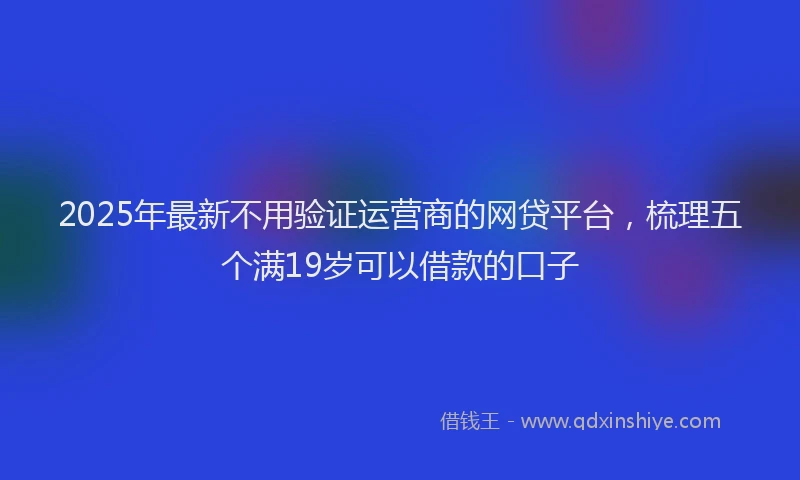 2025年最新不用验证运营商的网贷平台，梳理五个满19岁可以借款的口子