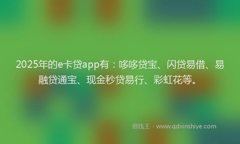 2025年的e卡贷app有：哆哆贷宝、闪贷易借、易融贷通宝、现金秒贷易行、彩虹花等。