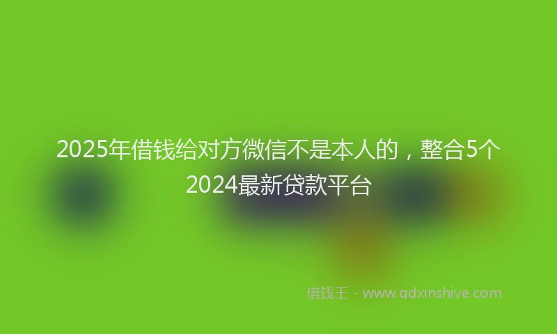 2025年借钱给对方微信不是本人的，整合5个2024最新贷款平台