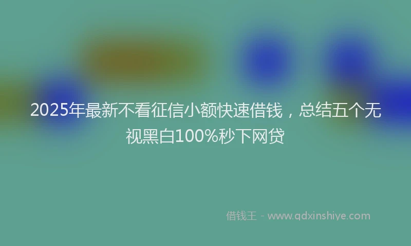 2025年最新不看征信小额快速借钱，总结五个无视黑白100%秒下网贷