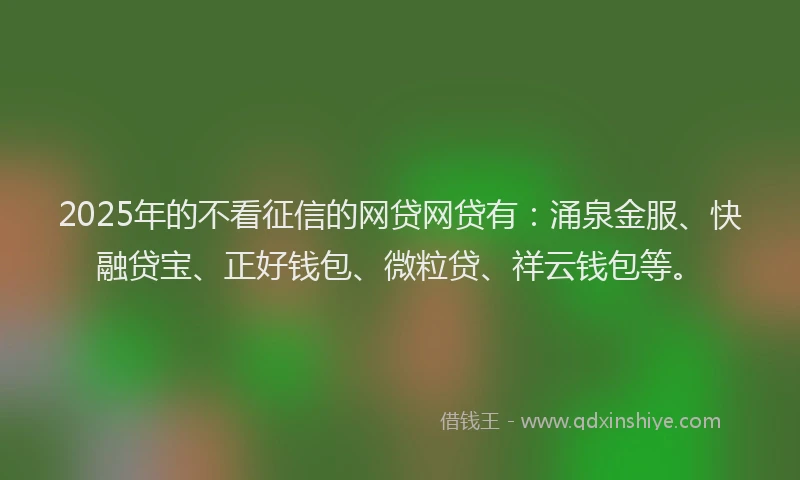 2025年的不看征信的网贷网贷有：涌泉金服、快融贷宝、正好钱包、微粒贷、祥云钱包等。