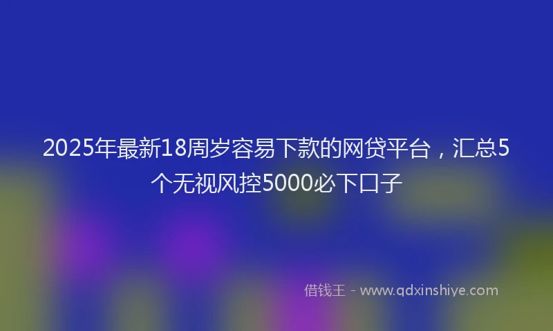 2025年最新18周岁容易下款的网贷平台，汇总5个无视风控5000必下口子