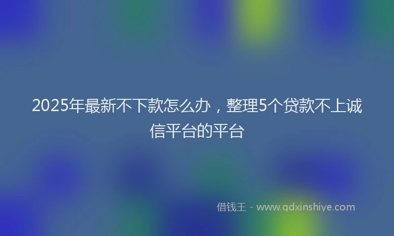 2025年最新不下款怎么办，整理5个贷款不上诚信平台的平台