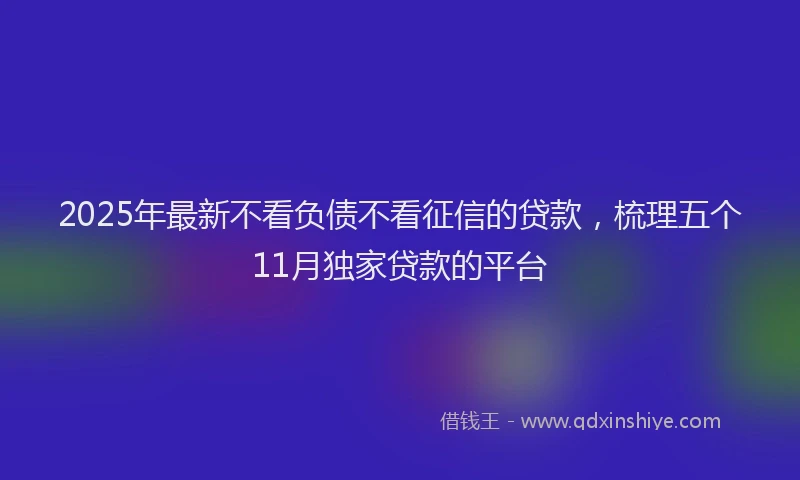 2025年最新不看负债不看征信的贷款，梳理五个11月独家贷款的平台