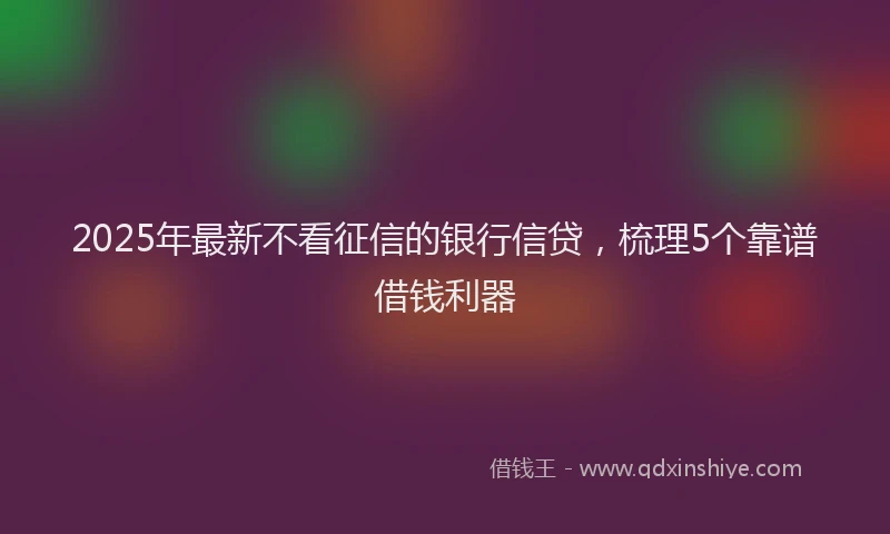 2025年最新不看征信的银行信贷，梳理5个靠谱借钱利器