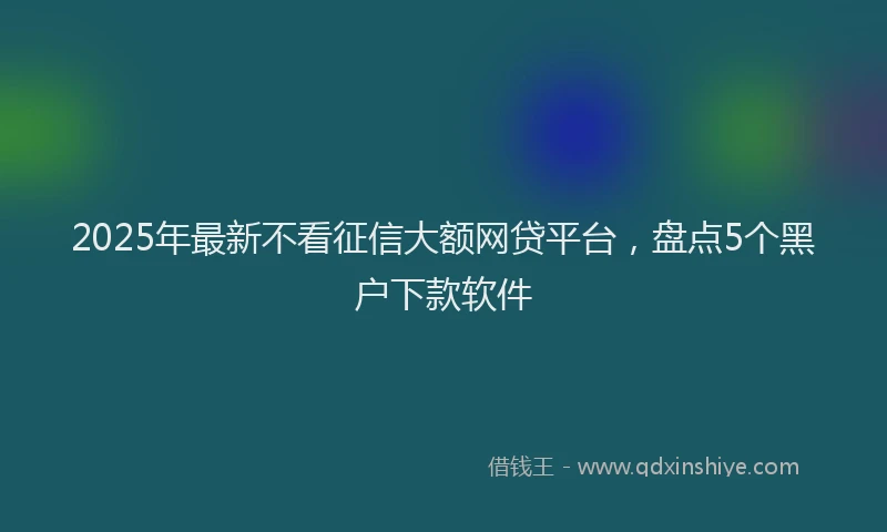 2025年最新不看征信大额网贷平台，盘点5个黑户下款软件
